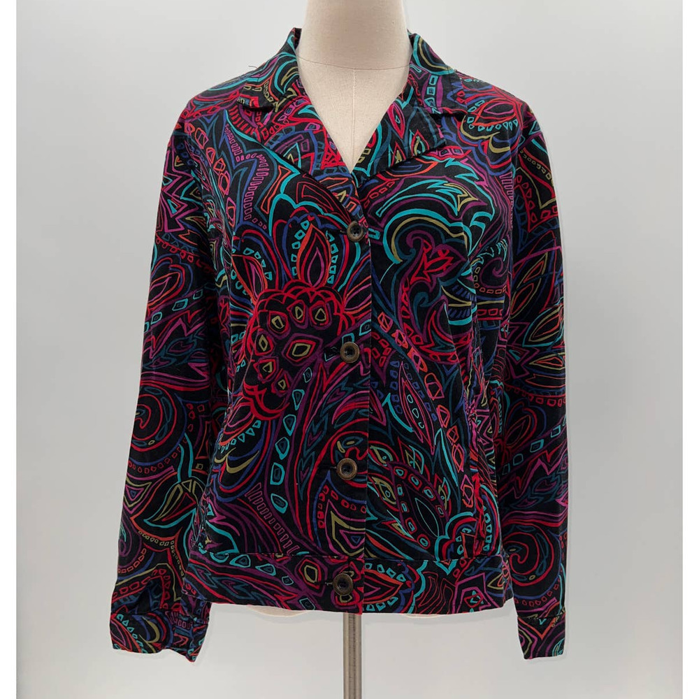Chico's Bright Multicolored Paisley Print Blazer- 3(XL)